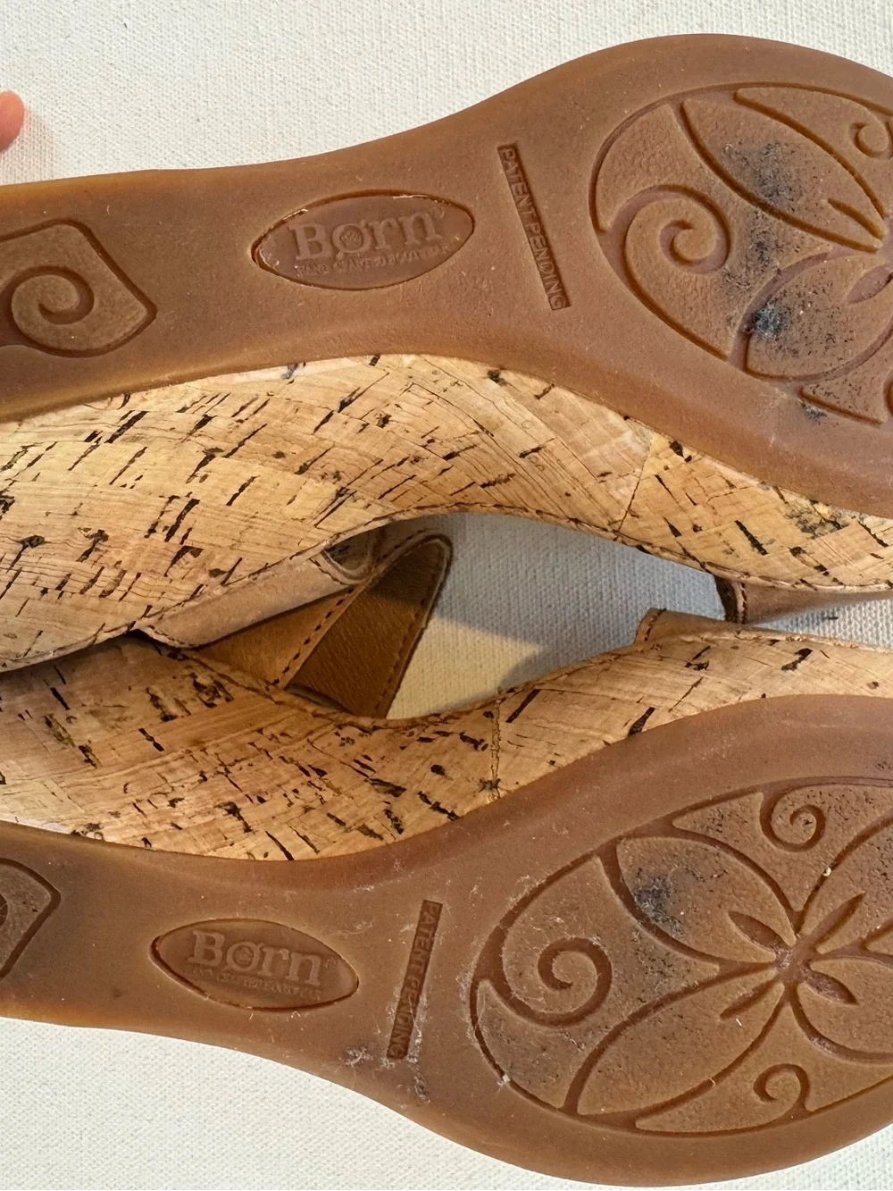 Born Lenore Cork Wedge Sandal Womens 7 Natural Tan Leather Comfort Platform Shoe - Picture 9 of 10